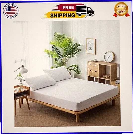 100% Organic Cotton Mattress Protector Queen Size Mattress Cover 250GSM, Wate...