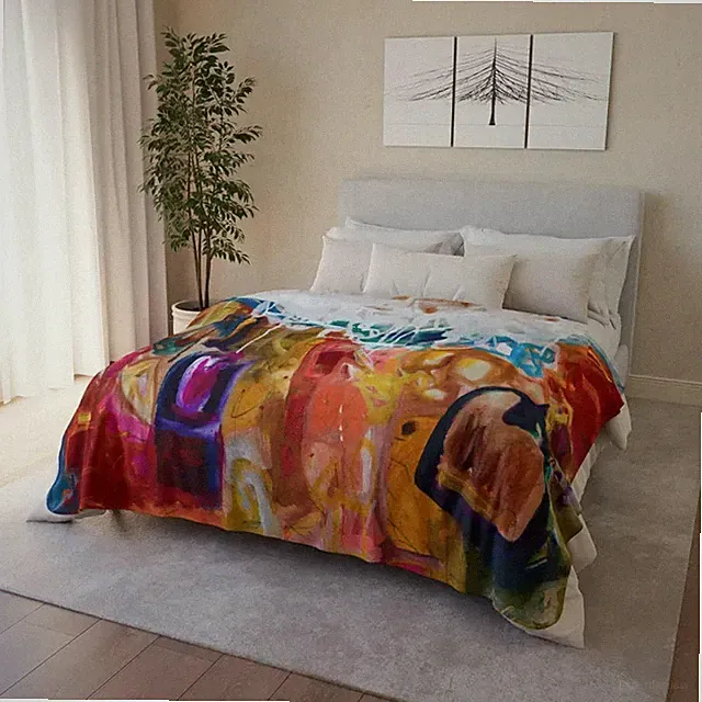 Abstract Gray Sherpa Throw Blanket Modern Cozy Home Decor