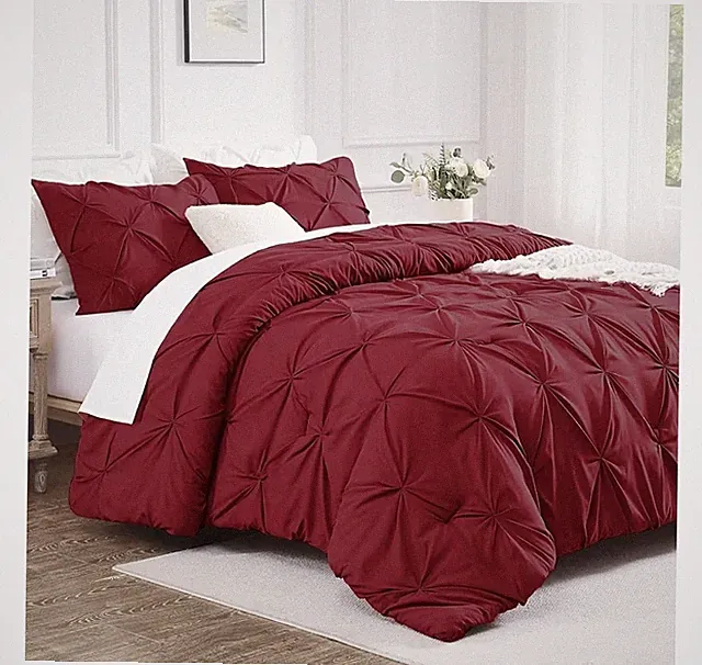 Andency Burgundy Comforter Set King(104x90Inch) 2 pillow case(20x36) 3 Pieces