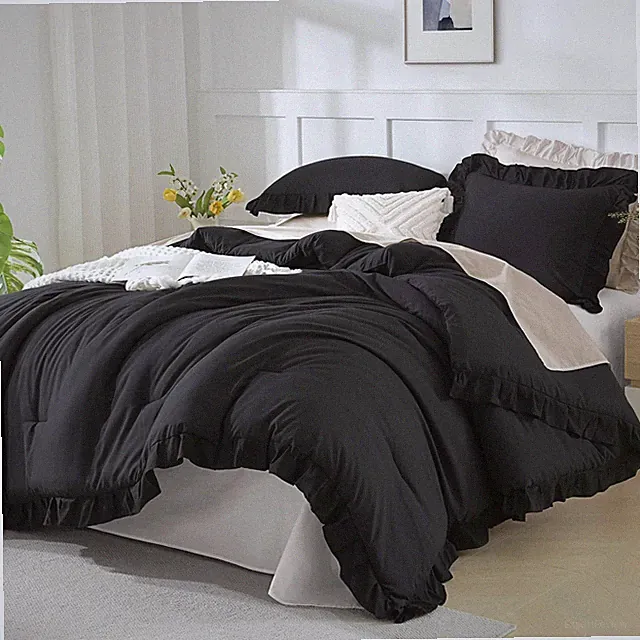 Andency California King Comforter Set Black (104x96Inch), 3 Pieces Cal King R...