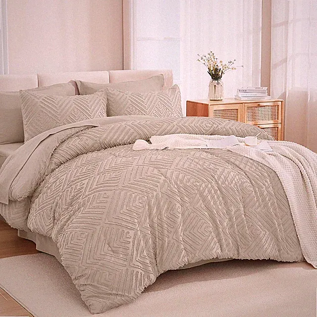 Andency California King Comforter Set Oatmeal - 7 Pieces Bed in a Bag Cal King B
