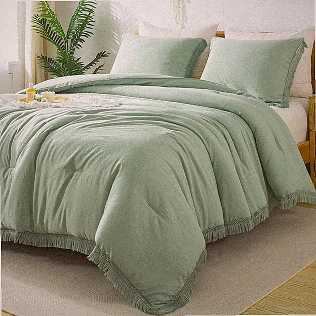 Andency Comforter King Size Bed Set Sage (104"x90"), 03 - Green