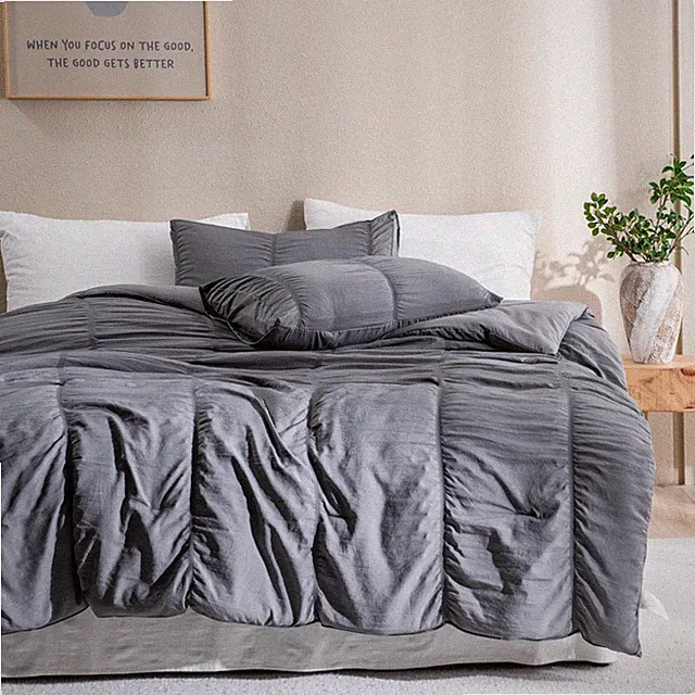 Andency Dark Grey Comforter King (104x90 inches), 3 Pieces Soft Microfiber Li...