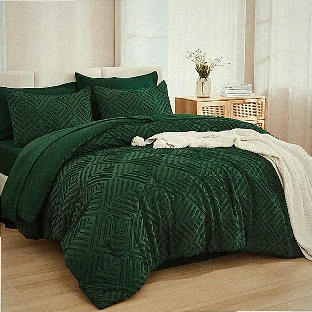 Andency King Size Comforter Set 7 Pieces Dark (104"x90"), Emerald Green