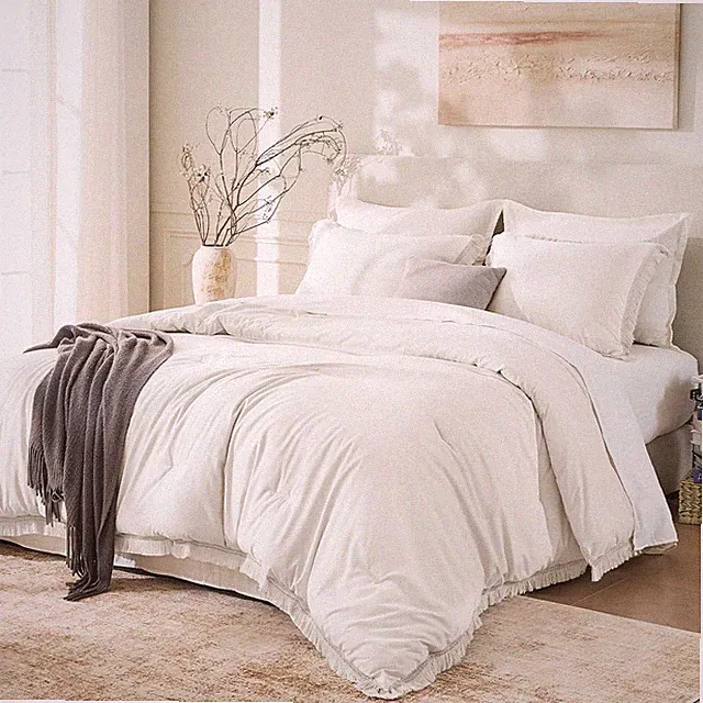Andency King Size Comforter Set Beige, 3 Pieces (104"x90"), 02 - Beige