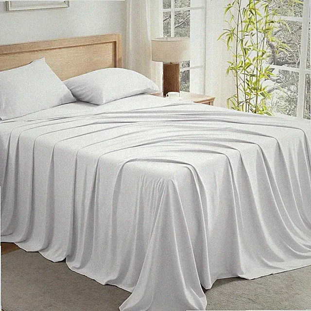 Andency White King Sheets Set, 100% Viscose Derived from Bamboo, Cooling Summ...