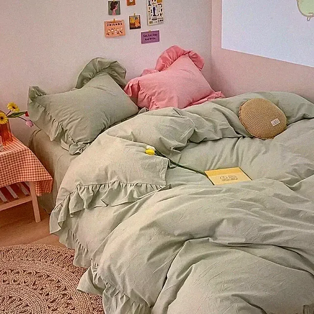 Beautiful Handmade Ruffle, pure soft cotton Duvet cover, Exclusive Bedding set