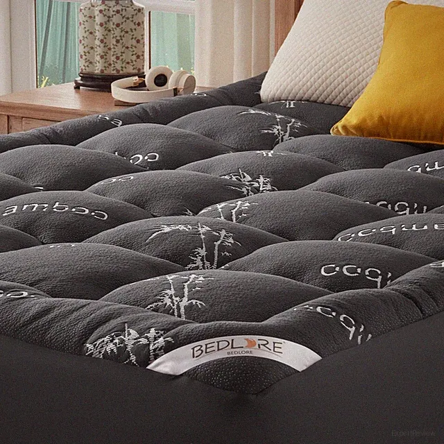 King Mattress Topper Viscose Derived from , Thick Pillow Top Mattress Pad wit...