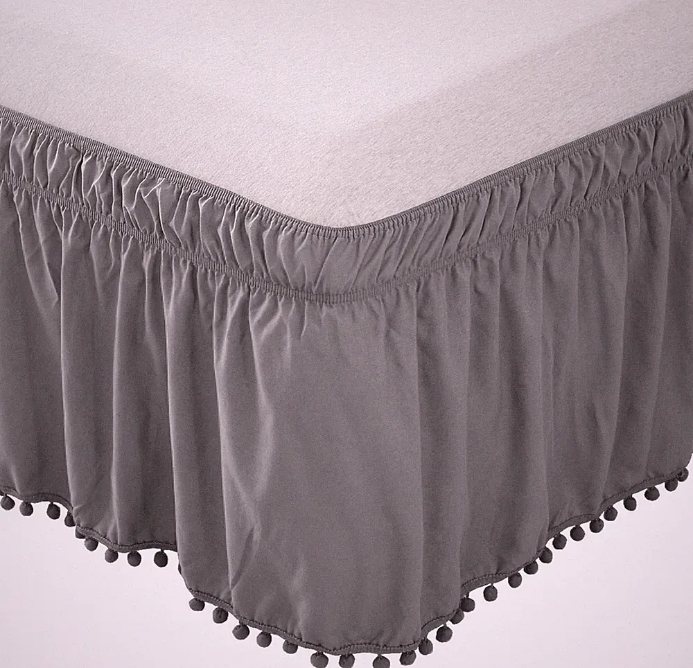 Pom-Pom Bed Skirts/1500 Thread Count Egyptian Quality - GG Home