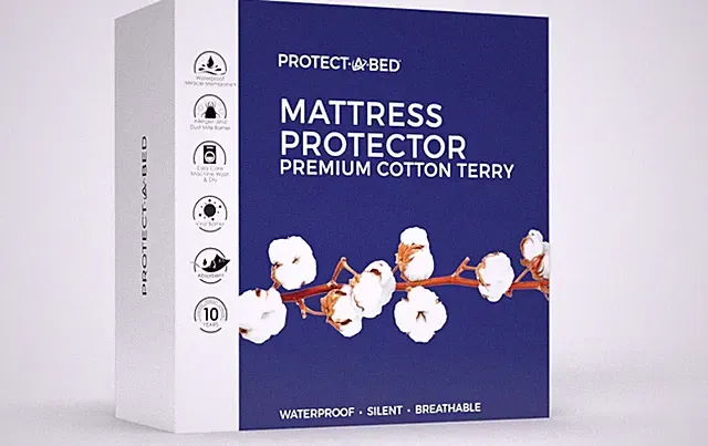 Protect-A-Bed, Premium Cotton-Terry Mattress Protector, Waterproof, 5-Sided, Que