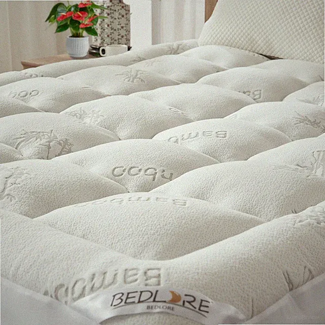 Queen Mattress Topper Viscose Derived from , Thick Pillow Top Mattress Pad wi...