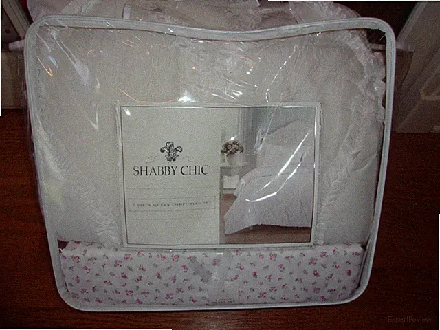 Rachel Ashwell Shabby Chic White Ruffle Ribbon Queen Comforter Sham Sheet Set 7p