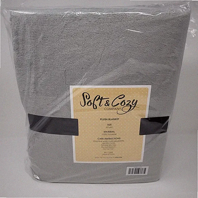 Soft & Cozy Company Lightweight Plush Blanket 90x90 Gray Grey Soft Cozy Bedding