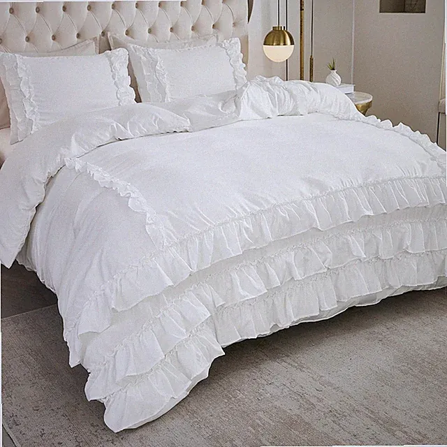 White Comforter Set Queen Size,Waterfall Ruffle Shabby Chic Farmhouse Bedding...